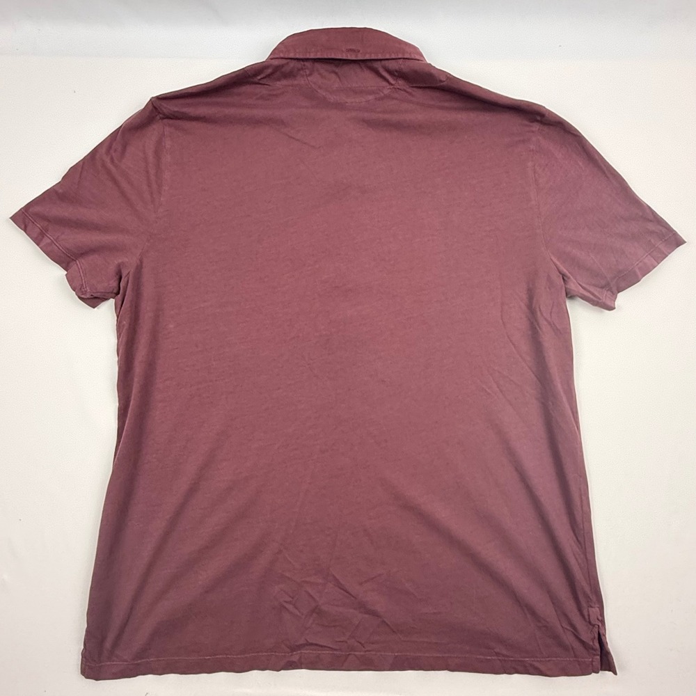 AllSaints Saints SS Polo Shirt Mens XXL Oxblood Burgundy Cotton MTJ602 Ramskull - Picture 2 of 11